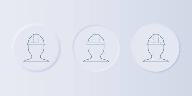 Gri arka planda Gri İşçi Kaskı simgesi izole edildi. Kare düğmelere simgeleri yerleştir. Vektör.