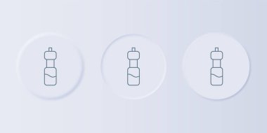 Gri arkaplanda gri bir su ikonu izole edilmiş. Soda su içme tabelası. Kare düğmelere simgeleri yerleştir. Vektör.