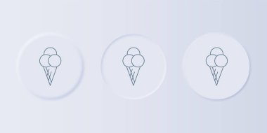 Gri arka planda izole edilmiş waffle külahlı gri dondurma. Güzel sembol. Kare düğmelere simgeleri yerleştir. Vektör.