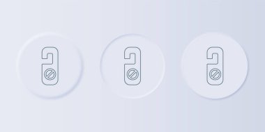 Grey lütfen gri arkaplandaki ikonu rahatsız etme. Otel Kapısı Askısı Etiketleri. Kare düğmelere simgeleri yerleştir. Vektör.