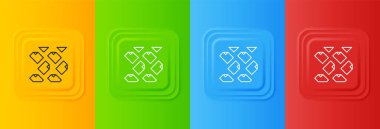 Beyaz Veri akışı simgesi renkli arkaplanda izole edildi. Kare düğmelere simgeleri yerleştir. Vektör.