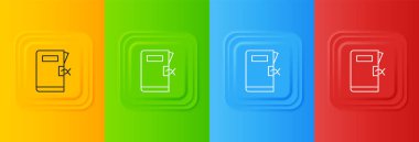 Beyaz Polis Merkezi dosya simgesi renkli arkaplanda izole edildi. Kare düğmelere simgeleri yerleştir. Vektör.