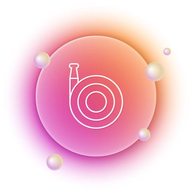 Beyaz Bahçe hortum ikonu beyaz arka planda izole edildi. Sprey tabanca ikonu. Su ekipmanları. Turuncu ve pembe eğimli çember arka planı. Vektör.