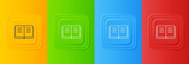 Beyaz Eskiler 'in sihirli kitabı. Simya tarifleri, gizemli büyüler ve renkli arka planda izole edilmiş büyülü ikonlar. Kare düğmelere simgeleri yerleştir. Vektör.