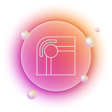 Beyaz bilardo masası simgesi beyaz arkaplanda izole edildi. Bilardo masası. Turuncu ve pembe eğimli çember arka planı. Vektör.