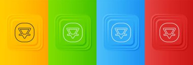 Simya sembolünün Beyaz Dünya elementi renkli arkaplanda izole edilmiş. Temel mistik elementler. Kare düğmelere simgeleri yerleştir. Vektör.