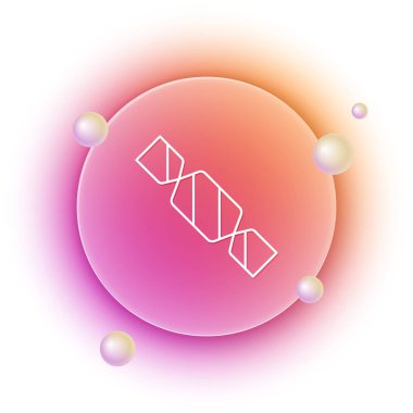 Beyaz arkaplanda beyaz şeker simgesi izole edildi. Turuncu ve pembe eğimli çember arka planı. Vektör.