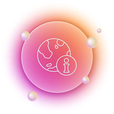 Beyaz Bilgi simgesi beyaz arkaplanda izole edildi. Turuncu ve pembe eğimli çember arka planı. Vektör.