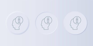 Gri arkaplanda gri bilgi simgesi izole edildi. Kare düğmelere simgeleri yerleştir. Vektör.