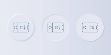 Gri arkaplanda kayıt çerçevesi kamera ikonu olan gri cep telefonu. Mobil uygulama uygulaması. Fotoğraf ve video çekimi. Kare düğmelere simgeleri yerleştir. Vektör.