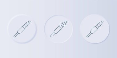 Gri Ses Jack simgesi gri arkaplanda izole edildi. Bağlantı ses ekipmanları için ses kablosu. Fiş kablosu. Müzik aleti. Kare düğmelere simgeleri yerleştir. Vektör.