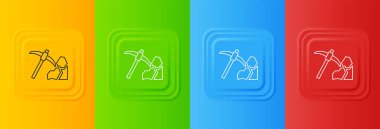 Beyaz Altın Madencilik ikonu renkli arka planda izole edildi. Kare düğmelere simgeleri yerleştir. Vektör.