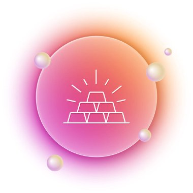 Beyaz arka planda izole edilmiş beyaz altın çubuk simgesi. Bankacılık işi konsepti. Turuncu ve pembe eğimli çember arka planı. Vektör.