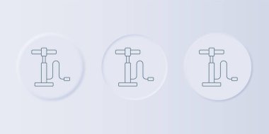 Gri arka planda gri araba hava pompası ikonu izole edildi. Kare düğmelere simgeleri yerleştir. Vektör.