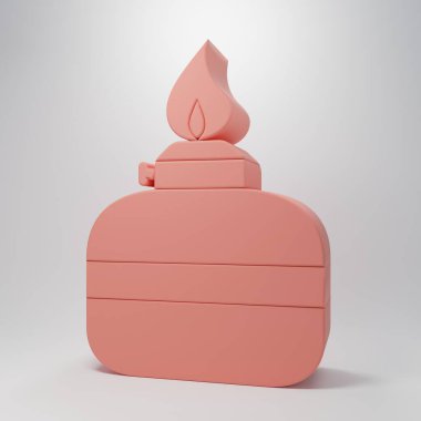 Pembe Alkol veya pembe arka planda izole edilmiş ruh yakıcı ikonu. Kimyasal ekipman. Minimalizm kavramı. 3 Boyutlu resimleme.