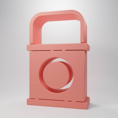 Pembe boya kovası ikonu pembe arka planda izole edilmiş. Minimalizm kavramı. 3 Boyutlu resimleme.