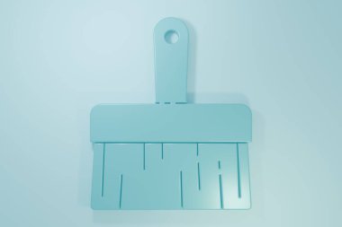 Mavi boya fırçası simgesi mavi arkaplanda izole edildi. Minimalizm kavramı. 3 Boyutlu resimleme.