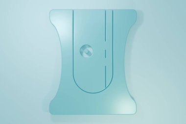 Mavi kalem açacağı simgesi mavi arkaplanda izole edildi. Minimalizm kavramı. 3 Boyutlu resimleme.