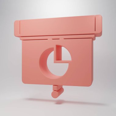 Pink Presentation financial business board with graph, schedule, chart, diagram, infographic, pie graph icon isolated on pink background. Minimalism concept. 3D render illustration.