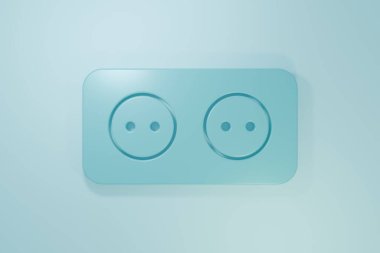 Mavi Elektrik çıkış simgesi mavi arkaplanda izole edildi. Elektrik prizi. Rosette sembolü. Minimalizm kavramı. 3 Boyutlu resimleme.
