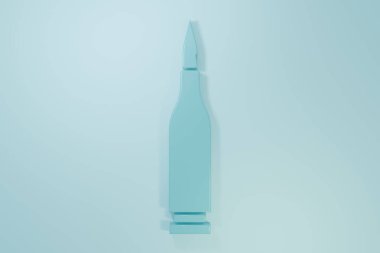 Mavi Mermi simgesi mavi arkaplanda izole edildi. Minimalizm kavramı. 3 Boyutlu resimleme.