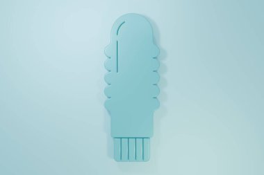 Blue Dildo vibrator for sex games icon isolated on blue background. Sex toy for adult. Vaginal exercise machines for intimate. Minimalism concept. 3D render illustration.