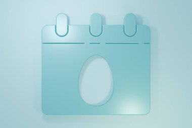 Mavi arka planda Paskalya yumurtası ikonu olan Mavi Takvim. İlkbahar Hristiyan bayramı sembolü. Minimalizm kavramı. 3 Boyutlu resimleme.