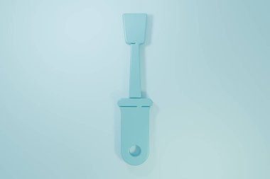 Mavi tornavida simgesi mavi arkaplanda izole edildi. Servis aracı sembolü. Minimalizm kavramı. 3 Boyutlu resimleme.