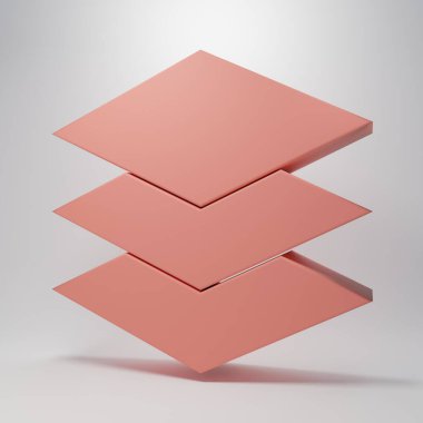 Pembe tabaka simgesi pembe arkaplanda izole edilmiş. Minimalizm kavramı. 3 Boyutlu resimleme.