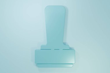 Blue Stamp icon isolated on blue background. Minimalism concept. 3D render illustration.