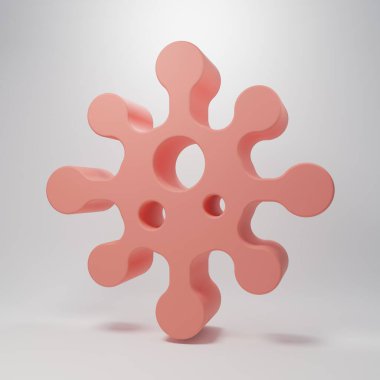 Pembe Virüs simgesi pembe arka planda izole edilmiş. Corona virüsü 2019-nCoV. Bakteri ve mikroplar, hücre kanseri, mikrop, mantar. Minimalizm kavramı. 3 Boyutlu resimleme.