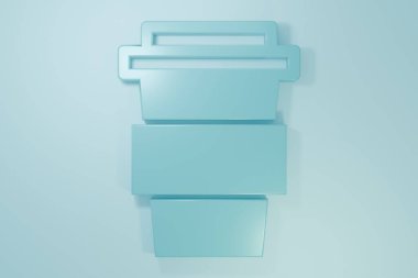 Mavi kahve fincanı mavi arka planda izole edilmiş bir ikon haline gelecek. Minimalizm kavramı. 3 Boyutlu resimleme.