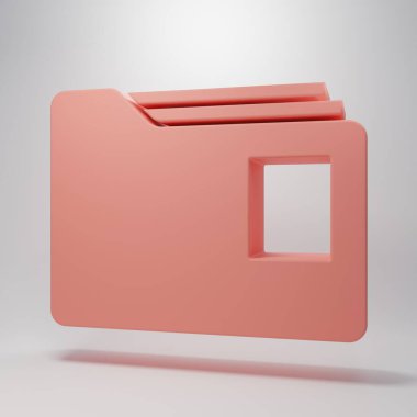 Pembe Belge klasörü simgesi pembe arkaplanda izole edildi. Muhasebe klasörü sembolü. Muhasebe yönetimi. Minimalizm kavramı. 3 Boyutlu resimleme.