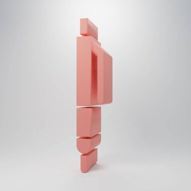 Pembe kalem simgesi pembe arkaplanda izole edilmiş. Minimalizm kavramı. 3 Boyutlu resimleme.