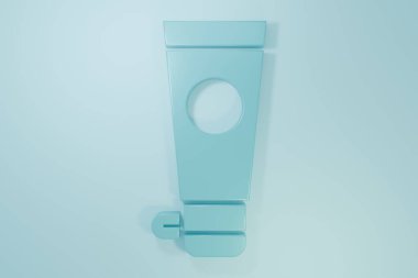 Mavi arkaplanda mavi krem ya da losyon kozmetik tüp ikonu var. Erkekler için vücut bakım ürünleri. Minimalizm kavramı. 3 Boyutlu resimleme.