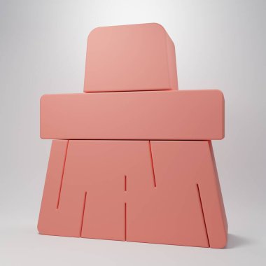 Pink Handle broom icon isolated on pink background. Cleaning service concept. Minimalism concept. 3D render illustration.