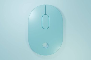Mavi Bilgisayar Fare simgesi mavi arkaplanda izole edildi. Tekerlek sembollü optik. Minimalizm kavramı. 3 Boyutlu resimleme.