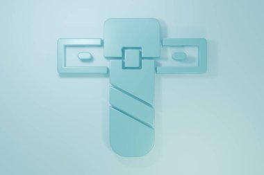 Mavi Bıçak kılıfı ikonu mavi arka planda izole edildi. Minimalizm kavramı. 3 Boyutlu resimleme.