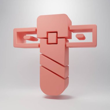 Pembe Bıçak kılıfı ikonu pembe arka planda izole edilmiş. Minimalizm kavramı. 3 Boyutlu resimleme.