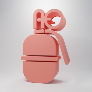 Pembe El bombası ikonu pembe arka planda izole edilmiş. Bomba patlaması. Minimalizm kavramı. 3 Boyutlu resimleme.