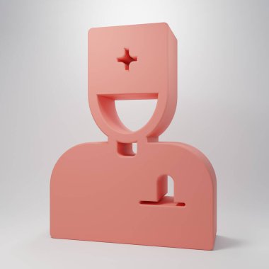 Pink Male doctor icon isolated on pink background. Minimalism concept. 3D render illustration.