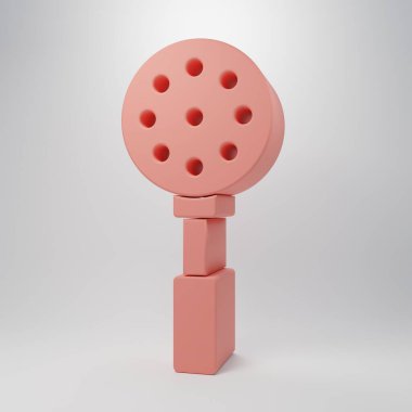 Pink Spatula icon isolated on pink background. Kitchen spatula icon. BBQ spatula sign. Barbecue and grill tool. Minimalism concept. 3D render illustration.