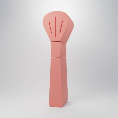 Pembe makyaj fırçası ikonu pembe arkaplanda izole edilmiş. Minimalizm kavramı. 3 Boyutlu resimleme.