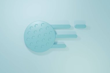 Mavi arkaplanda mavi golf topu simgesi izole edildi. Minimalizm kavramı. 3 Boyutlu resimleme.