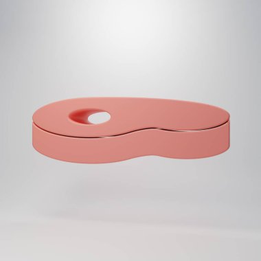 Pembe et ikonu pembe arka planda izole edilmiş. Minimalizm kavramı. 3 Boyutlu resimleme.