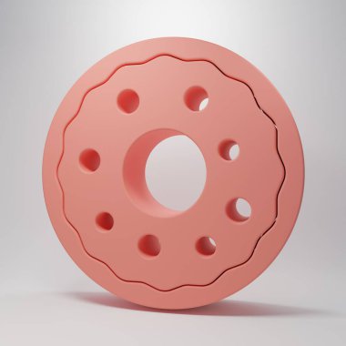 Pembe arka planda izole edilmiş tatlı jöleli donut. Minimalizm kavramı. 3 Boyutlu resimleme.