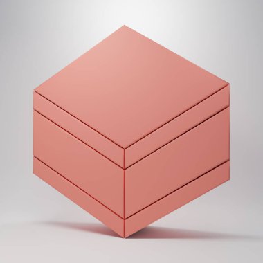 Pembe Brownie çikolatalı kek ikonu pembe arka planda izole edilmiş. Minimalizm kavramı. 3 Boyutlu resimleme.