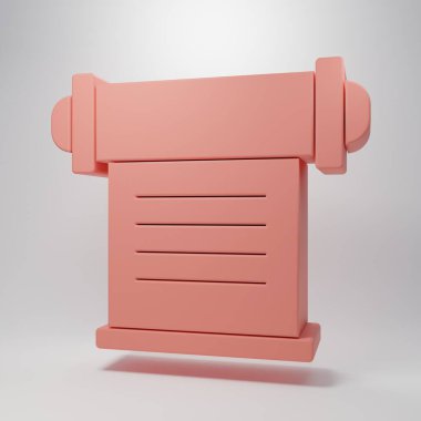 Pembe KHK, kağıt, parşömen, parşömen simgesi pembe arkaplanda izole edilmiş. Minimalizm kavramı. 3 Boyutlu resimleme.