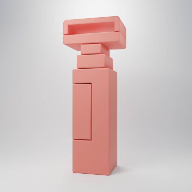 Pembe İşaretli kalem simgesi pembe arkaplanda izole edilmiş. Minimalizm kavramı. 3 Boyutlu resimleme.