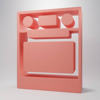 Pink Oven icon isolated on pink background. Stove gas oven sign. Minimalism concept. 3D render illustration .